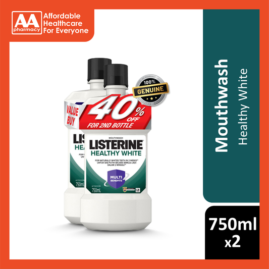 Listerine Healthy White Mouthwash 2x750ml