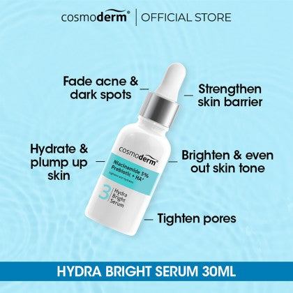 Cosmoderm Niacinamide + Prebiotic + Hyaluronic Acid Hydra Bright Serum 30mL