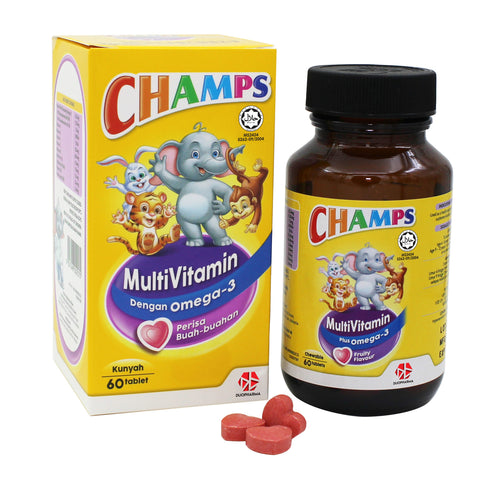 Champs Multivitamins Plus Omega 3 Chewable Tablet 60's (Tutti Fruity Flavour)