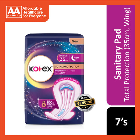 Kotex Pads (Total Protection Overnight, Wing, Longer 35cm) 7's [Night Use]