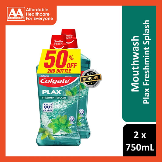 Colgate Plax Mouthwash Twin Pack (750mL X 2) - Freshmint Splash