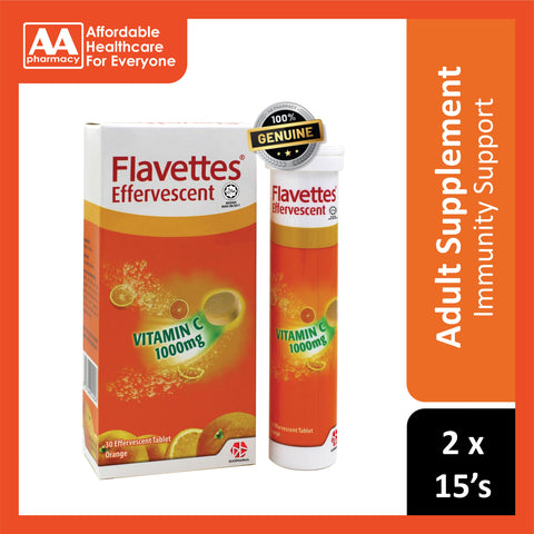 Flavettes Vitamin C 1000mg Effervescent Tablet 2x15's (Orange Flavour)