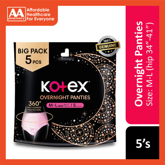 Kotex Overnight Panties (Size M-L, Hip 34-41 inches) 5's [Big Pack]