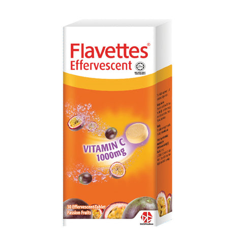 Flavettes Vitamin C 1000mg Effervescent Tablet 2x15's (Passion Fruit Flavour)