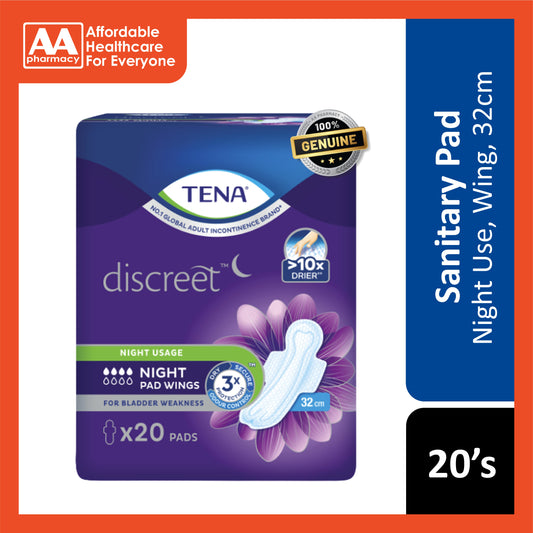 Tena Discreet Pads (For Bladder Weakness, Night, Wing 32cm) 20's [Night Use]