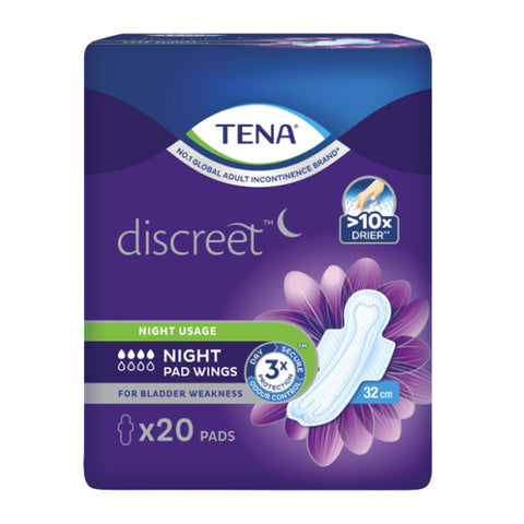 Tena Discreet Pads (For Bladder Weakness, Night, Wing 32cm) 20's [Night Use]