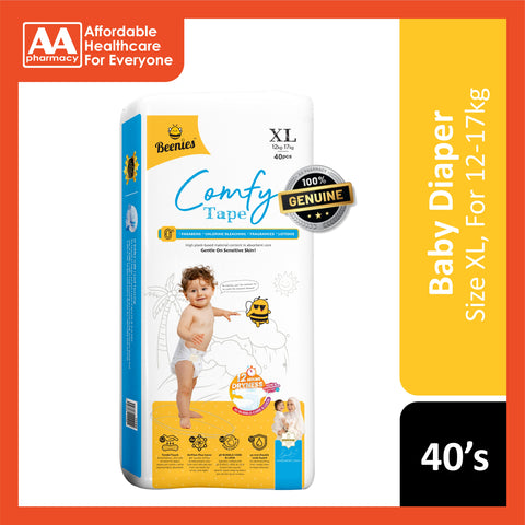 Beenies Baby Comfy Tape Diapers Size XL 40's (12-17kg) [Jumbo Pack]