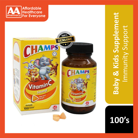 Champs Vitamin C 30mg Chewable Tablet 100's (Orange Flavour)