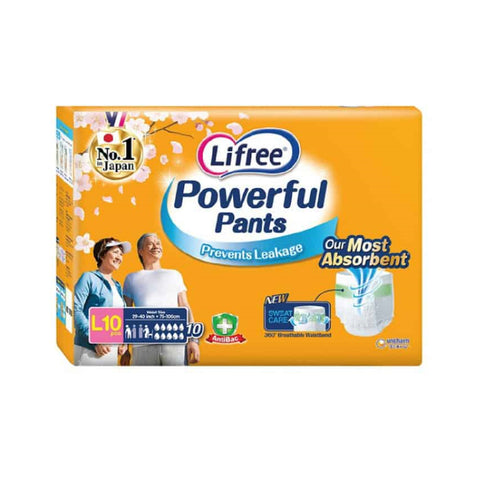 Lifree Powerful Pants (Size L, Waist 29-40 inches or 75-100cm) 10's [Heavy Urinary Leak]