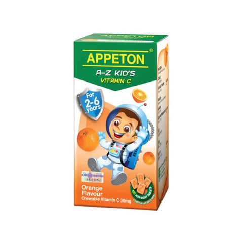 Appeton A-Z Kid's Vitamin C 30mg (Orange Flavour) Chewable Tablet 100's [For Children 2-6 Years]