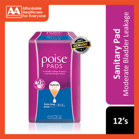 Poise Pads Extra Long 31.5cm 12's