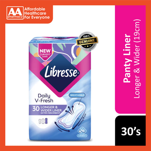 Libresse Liner (Daily V-Fresh, Longer 19cm and Wider, Extra Absorbent) 30's