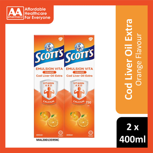 Scotts Emulsion Vita Orange Cod Liver Oil Extra Twin Pack (2x400mL)