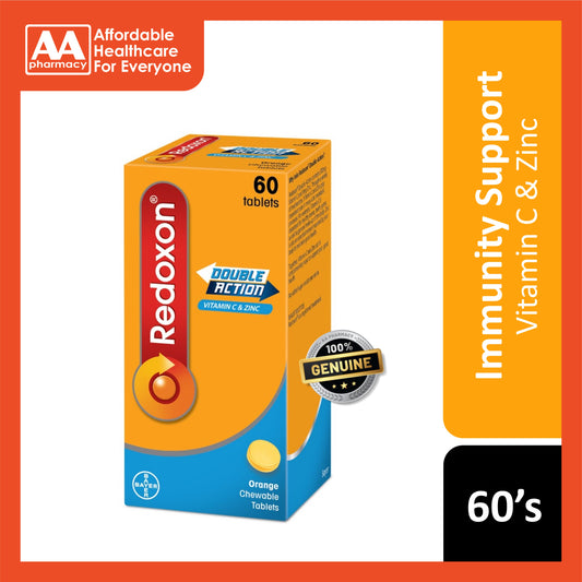 Redoxon Double Action Vit C 500mg + Zinc Chewable Orange 60's