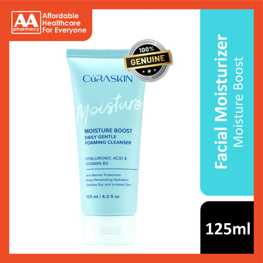 Curaskin Moisture Boost Daily Gentle Foaming Cleanser 125ml - With Hyaluronic Acid, Vitamin B5