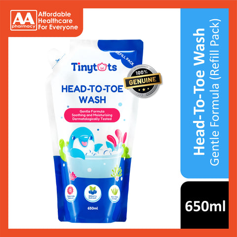 Tinytots Head-To-Toe Wash Refill Pack 650ml (With Calendula, Aloe Vera and Bilberry Extract)