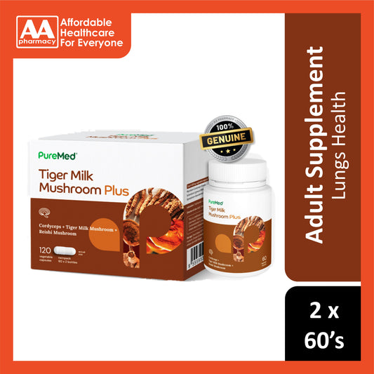 PureMed Tiger Milk Mushroom Plus Vegecapsule 2x60's