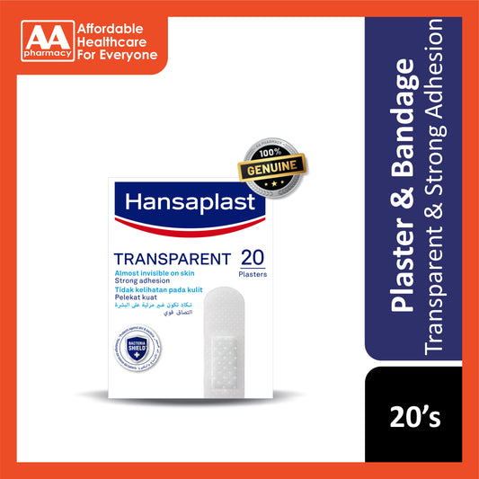 Hansaplast Transparent Plaster 20's (Almost Invisible On Skin, Strong Adhesion)