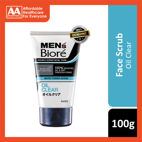 Biore Mens Double Scrub Oil Clear 100g