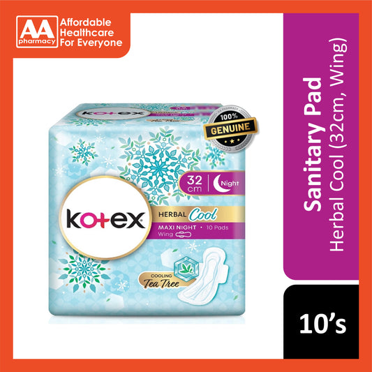 Kotex Pads (Herbal Cool Maxi Night, Wing, 32cm) 10's [Night Use]