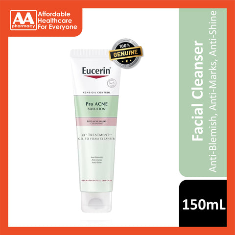 Eucerin Pro ACNE Solution 3x Treatment Gel To Foam Cleanser 150mL