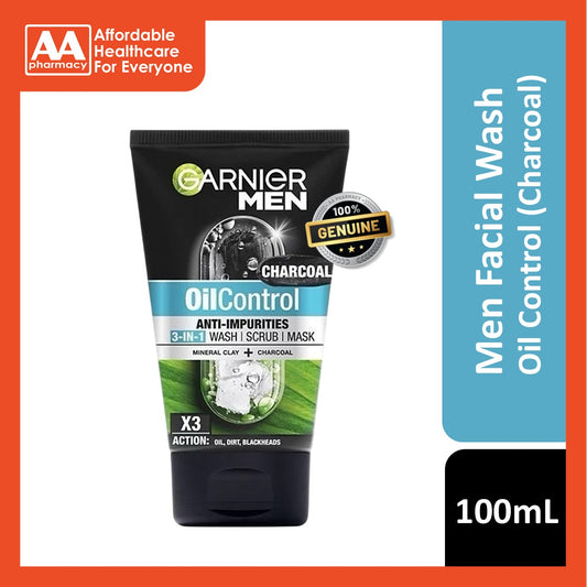 Garnier Men Turbolight Oil Control 3 In 1 Charcoal Face Wash 100mL