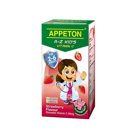 Appeton A-Z Kid's Vitamin C 30mg (Strawberry Flavour) Chewable Tablet 100's [For Children 2-6 Years]