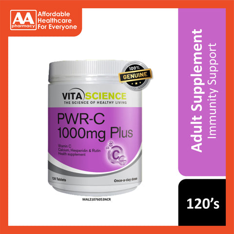 VitaScience PWR-C 1000mg Plus Tablet 120's (Acid-Free Vitamin C)