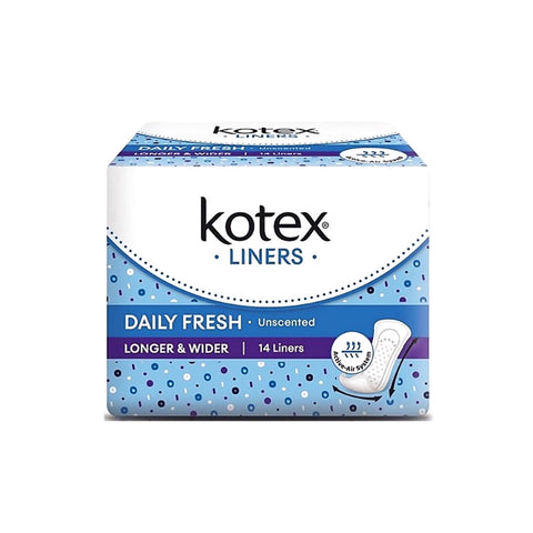 Kotex Liners (Daily Fresh, Longer and Wider, Unscented) 14's