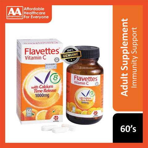 Flavettes Vitamin C with Time Release Calcium 1000mg 60's