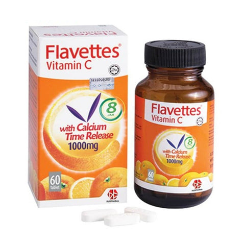 Flavettes Vitamin C with Time Release Calcium 1000mg 60's