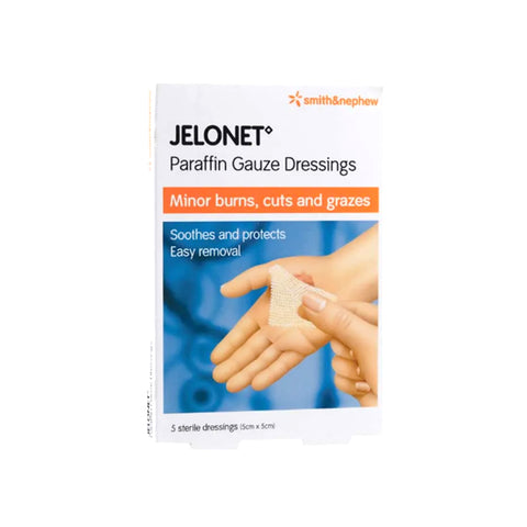 Smith and Nephew Jelonet Paraffin Gauze Dressing 5cmx5cm 5's