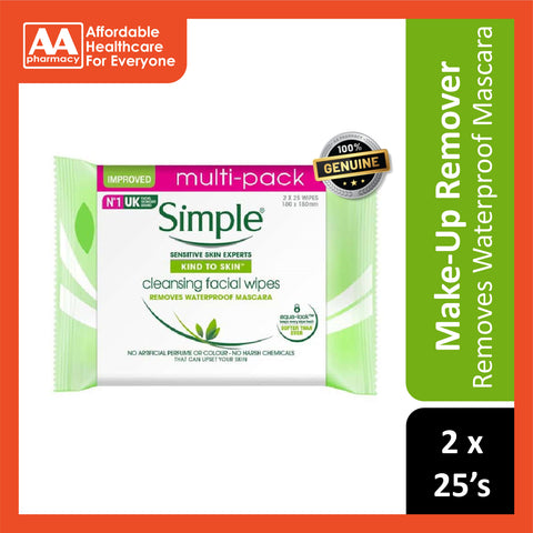 Simple Cleansing Facial Wipes 2x25's [Twin Pack]