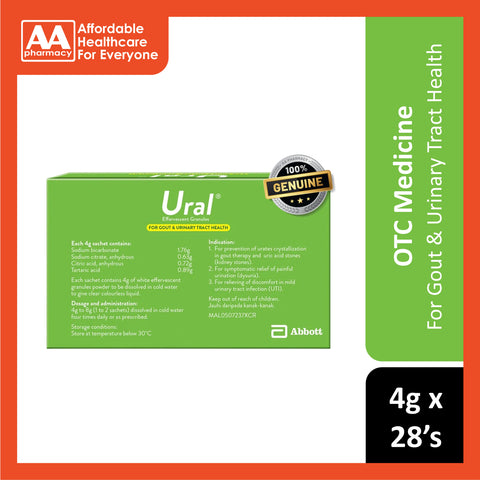 Ural Effervescent Granules Sachet 4gx28's (Effective Urinary Alkalinizer)