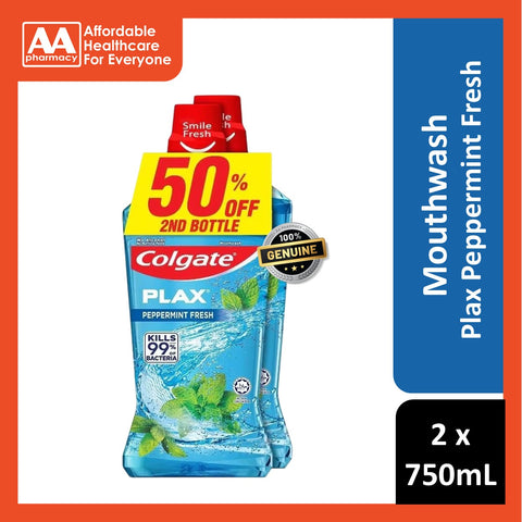 Colgate Plax Mouthwash Twin Pack (750mL X 2) - Peppermint Fresh