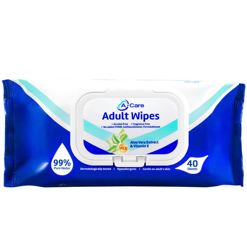 A-Care Adult Wipes 40's (Aloe Vera Extract & Vitamin E)