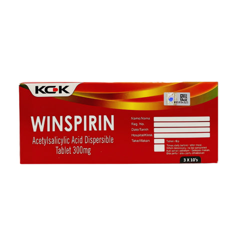 Winspirin (Acetylsalicylic Acid) 300mg Dispersible Tablet - 30's