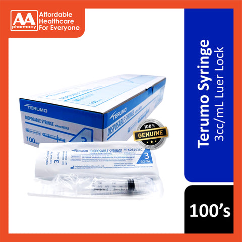 Terumo Syringe 3cc/mL 100's (Luer Lock/Luer Slip)