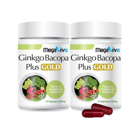 MegaLive Ginkgo Bacopa Plus Gold Vegecapsule 2x45's