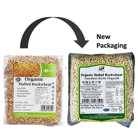 Lohas/Eco Action Organic Hulled Buckwheat 500g (New Packaging)