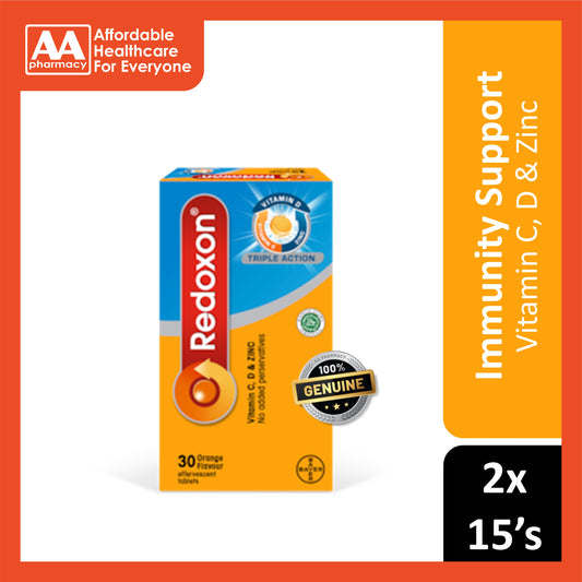 Redoxon Triple Action (Vit C + Vit D + Zinc) Effervescent Orange 2x15’s