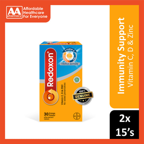 Redoxon Triple Action (Vit C + Vit D + Zinc) Effervescent Orange 2x15’s