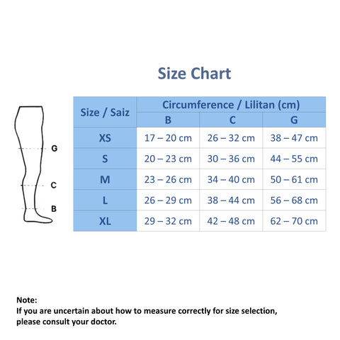 Omnifit Compression Stockings 15-21mmHg (Size XS-XL) - MDA Approved