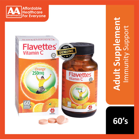 Flavettes Vitamin C 250mg Chewable Tablet 60's (Orange Flavour)