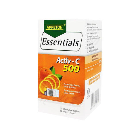 [CLEARANCE] [EXP 12/2026] Appeton Essentials Activ-C 500mg (Orange Flavour) Chewable Tablet 30's