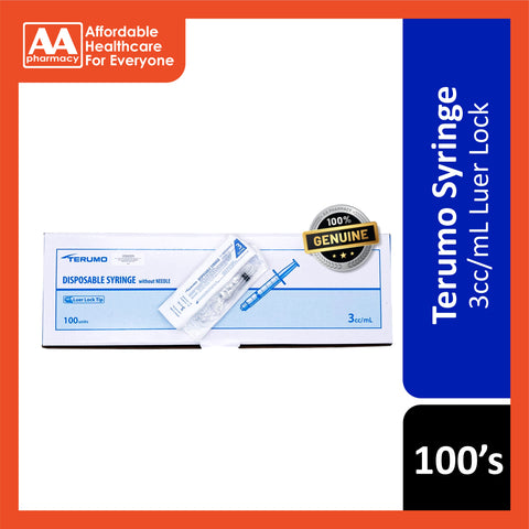 Terumo Syringe 3cc/mL 100's (Luer Lock/Luer Slip)