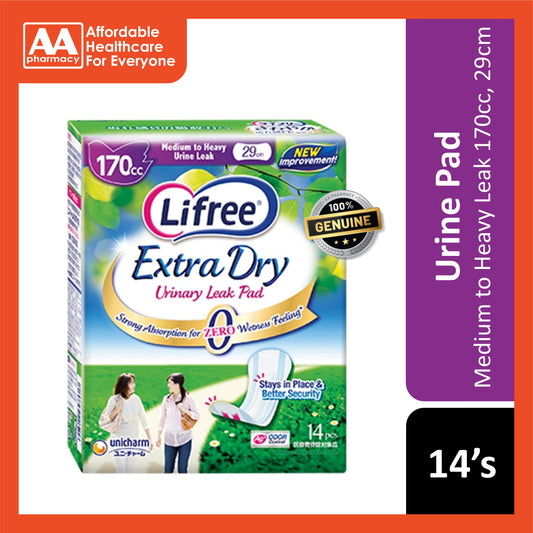 Lifree Extra Dry Urinary Leak Pad (Medium to Heavy Urine Leak 170cc, 29cm) 14's