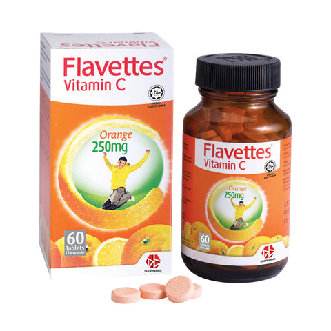 Flavettes Vitamin C 250mg Chewable Tablet 60's (Orange Flavour)