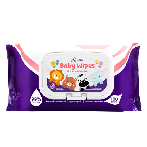 A-Care Baby Wipes 100's (Aloe Vera Extract & Vitamin E)