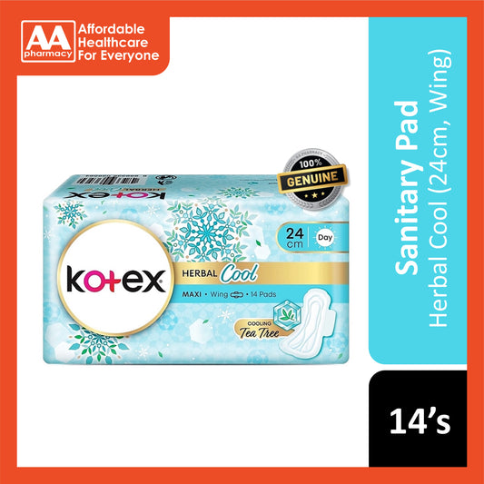 Kotex Pads (Herbal Cool Maxi, Wing, 24cm) 14's [Day Use]